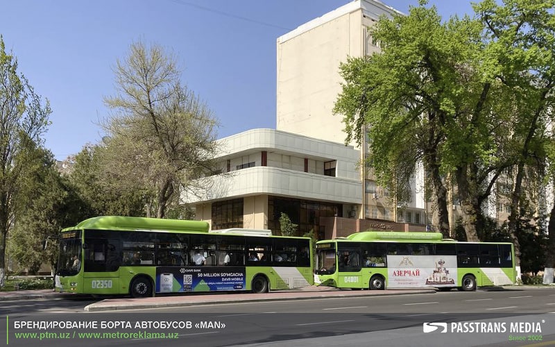 Брендирование левых бортов автобусов «MAN» в Ташкенте
