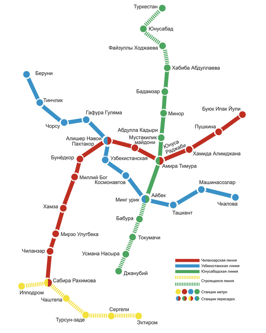 Карта Ташкентского метрополитена Карта Ташкентского метрополитена